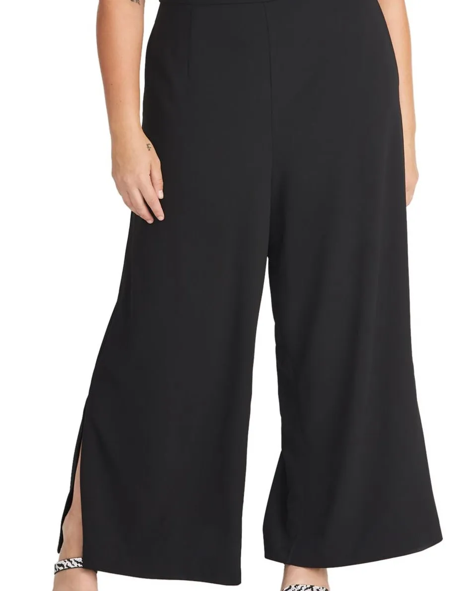 Rachel Roy Women's Plus Crisscross Ruffle Jumpsuit Black Size Petite Small