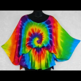 Rainbow Spiral Tie-Dye Butterfly Poncho Top