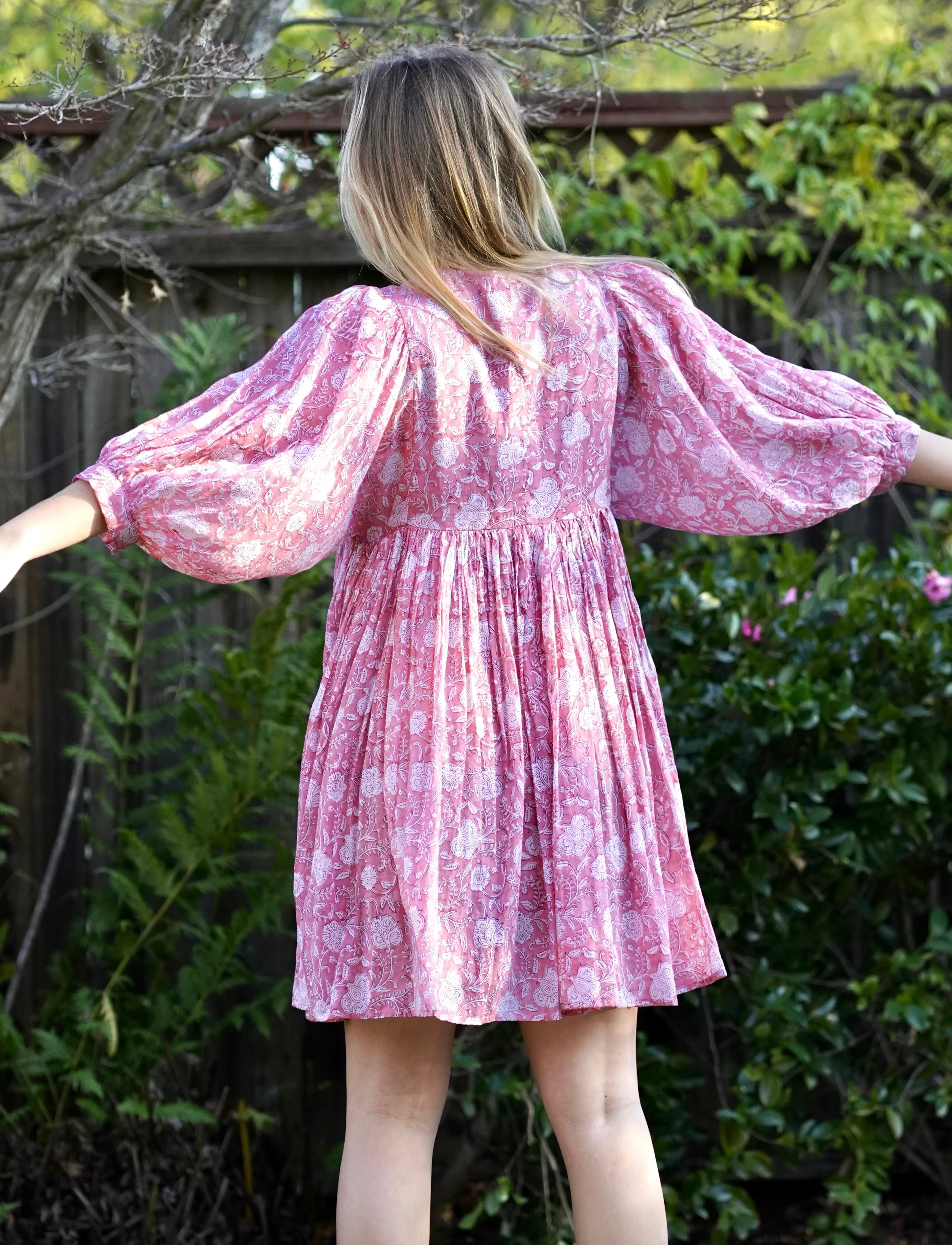 Raya Block Printed Mini Dress- Pink