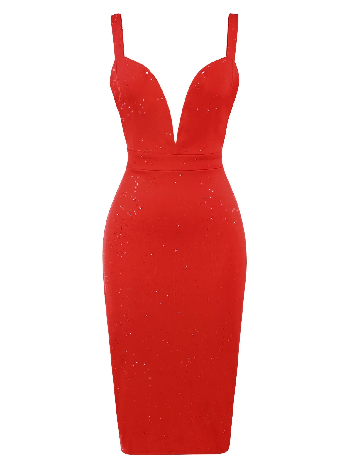 Red 1960s Ruffled Open Back Suspender Dress