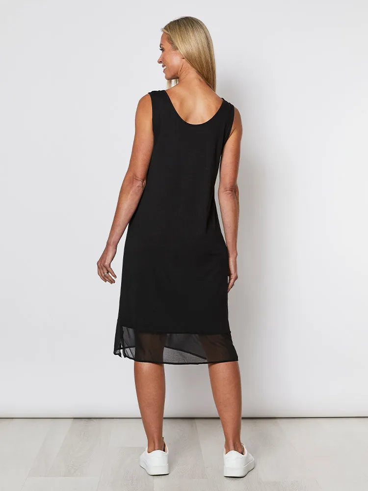 Reversible Georgette Hem Slip Dress - Black