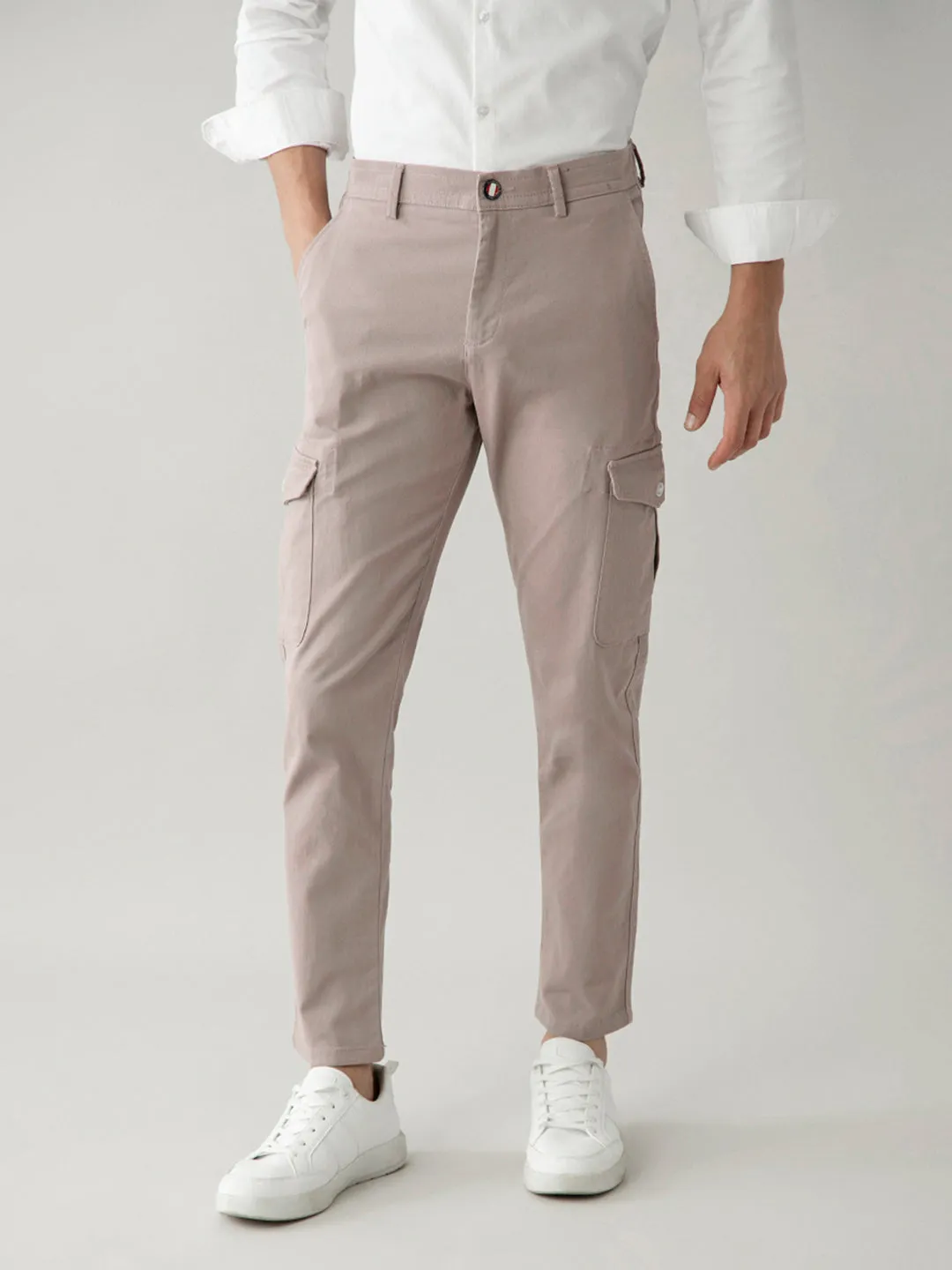 Rose Gold Plain Cargo Pants