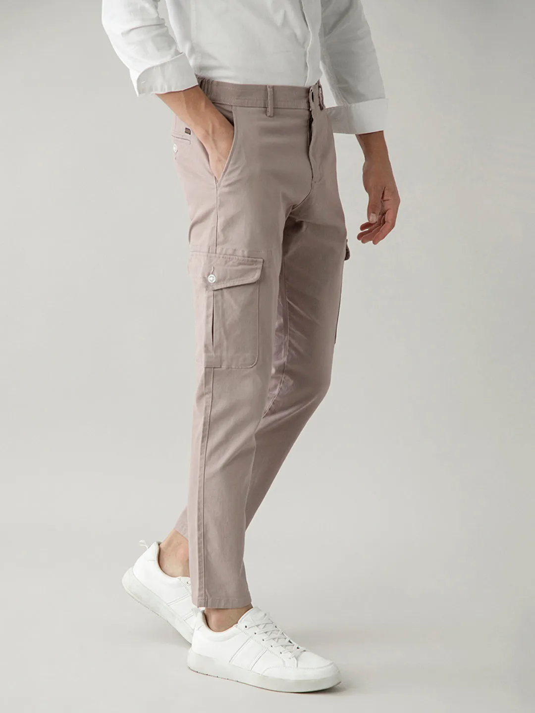 Rose Gold Plain Cargo Pants