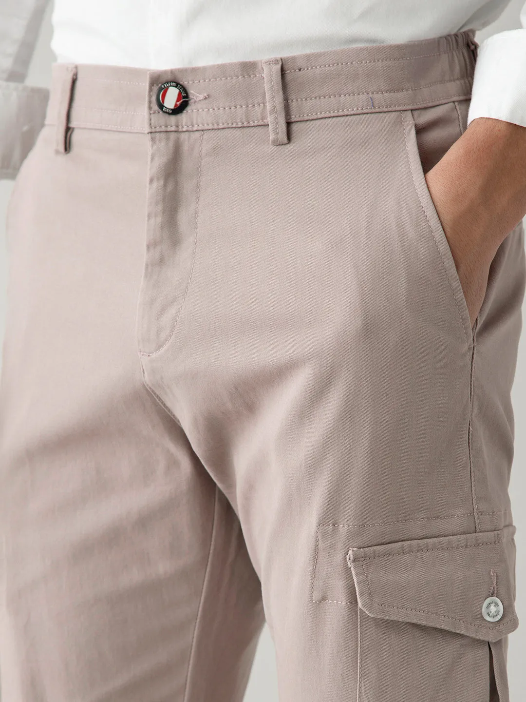 Rose Gold Plain Cargo Pants