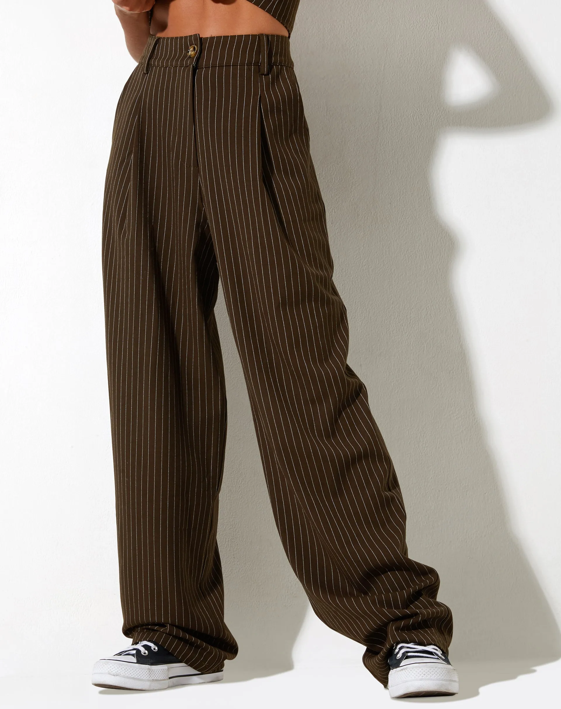 Sakila Trouser in Pinstripe Brown