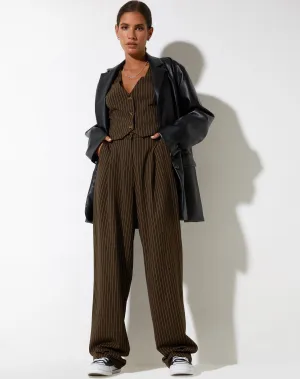 Sakila Trouser in Pinstripe Brown