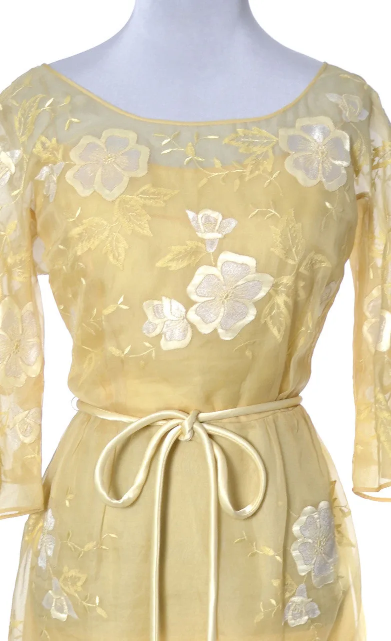 Samuel Winston Roxanne vintage yellow organza dress 38 B