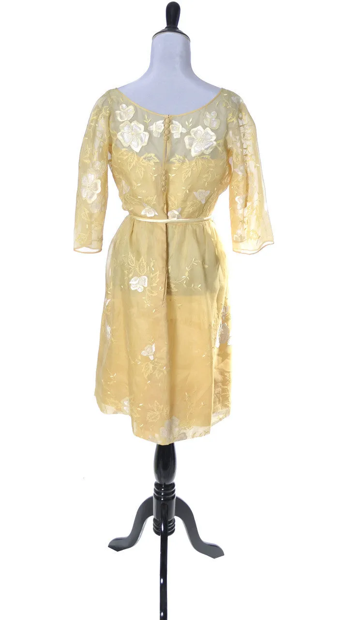 Samuel Winston Roxanne vintage yellow organza dress 38 B