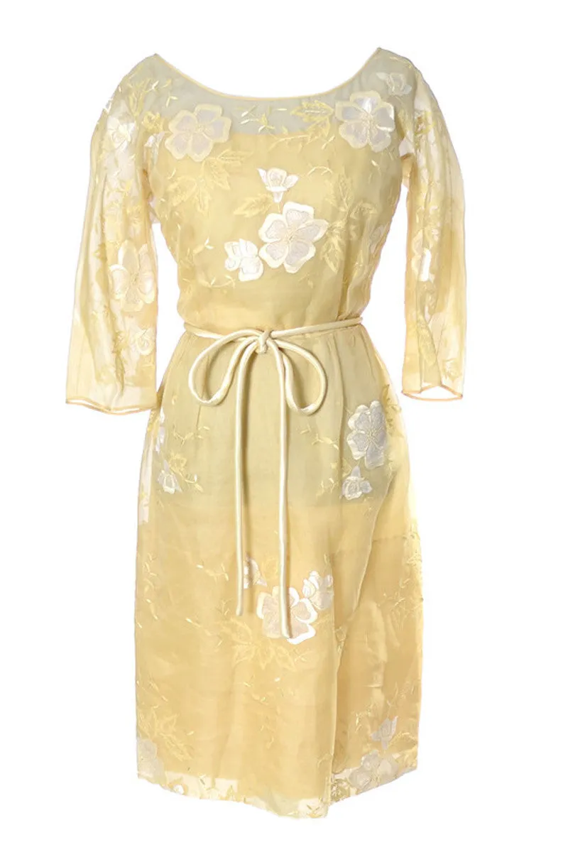 Samuel Winston Roxanne vintage yellow organza dress 38 B