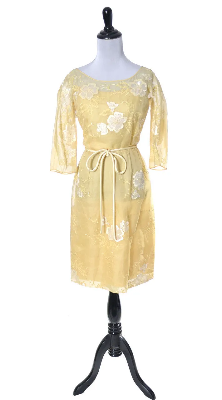 Samuel Winston Roxanne vintage yellow organza dress 38 B