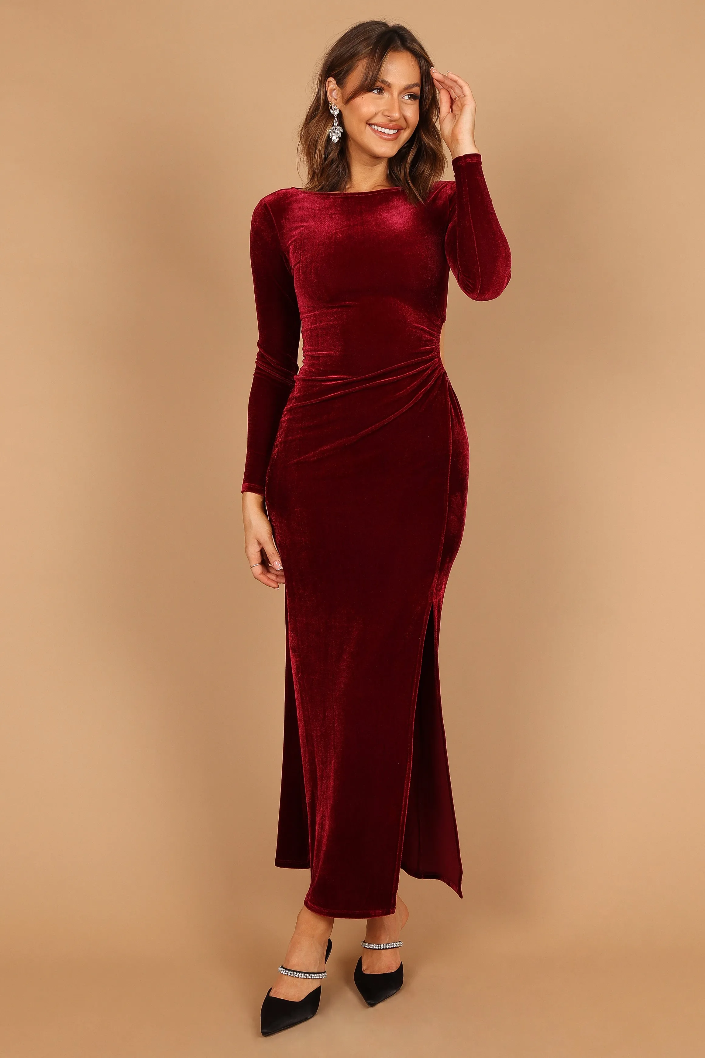 Sarine Long Sleeve Maxi Dress - Wine