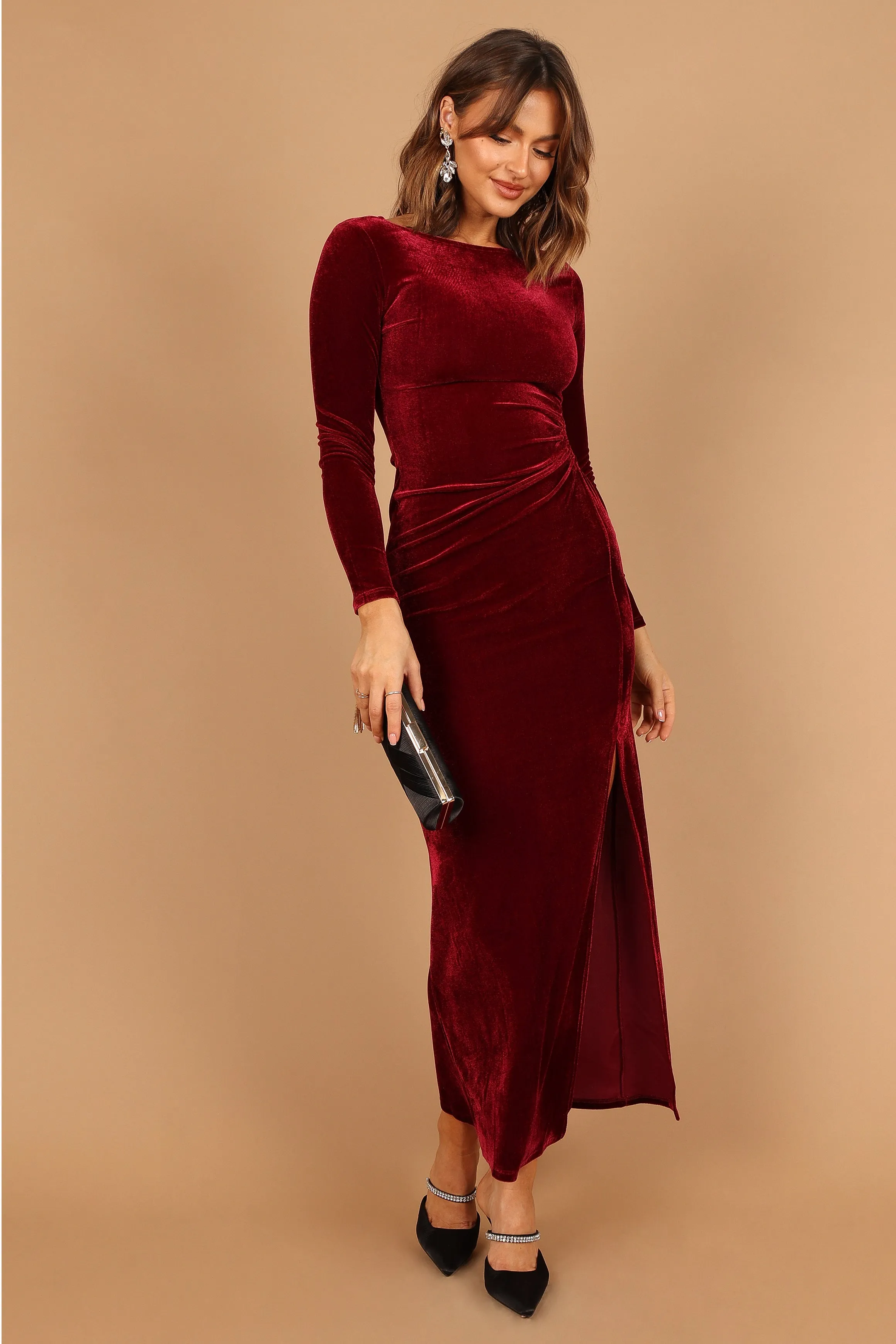 Sarine Long Sleeve Maxi Dress - Wine