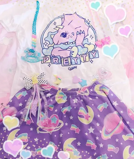 Saturn's wish purple skater skirt [made to order]