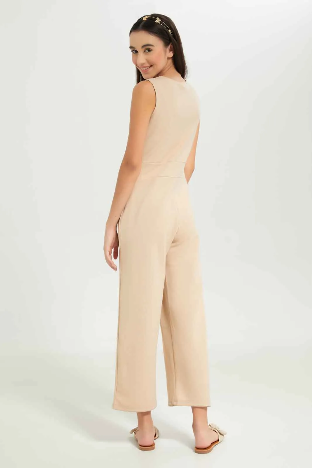 Senior Girls Beige Jumpsuit