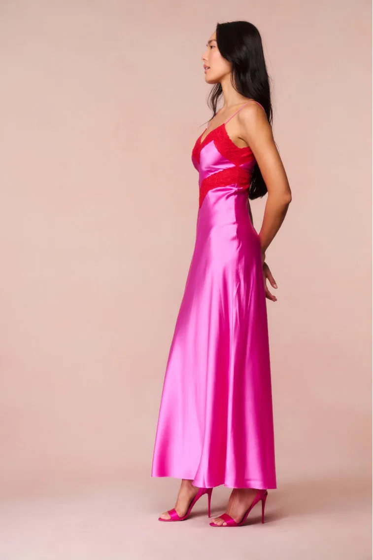 Serita Lace-Trimmed Maxi Dress - FUCHSIA