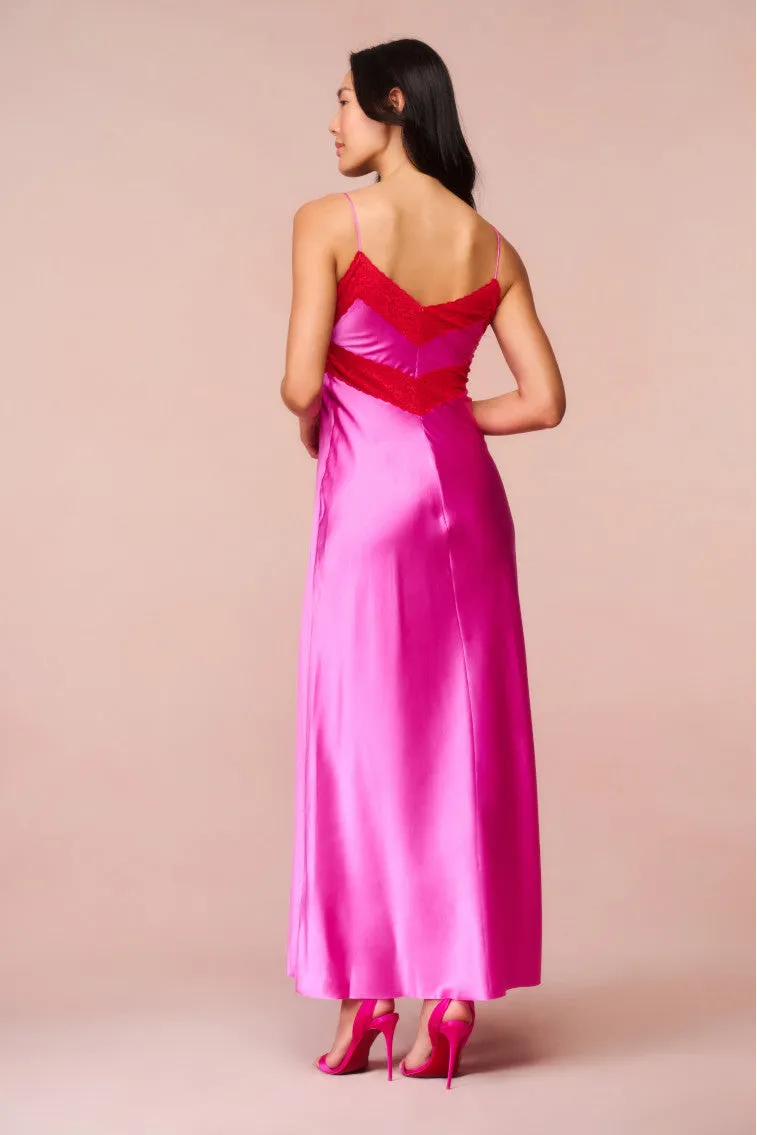 Serita Lace-Trimmed Maxi Dress - FUCHSIA