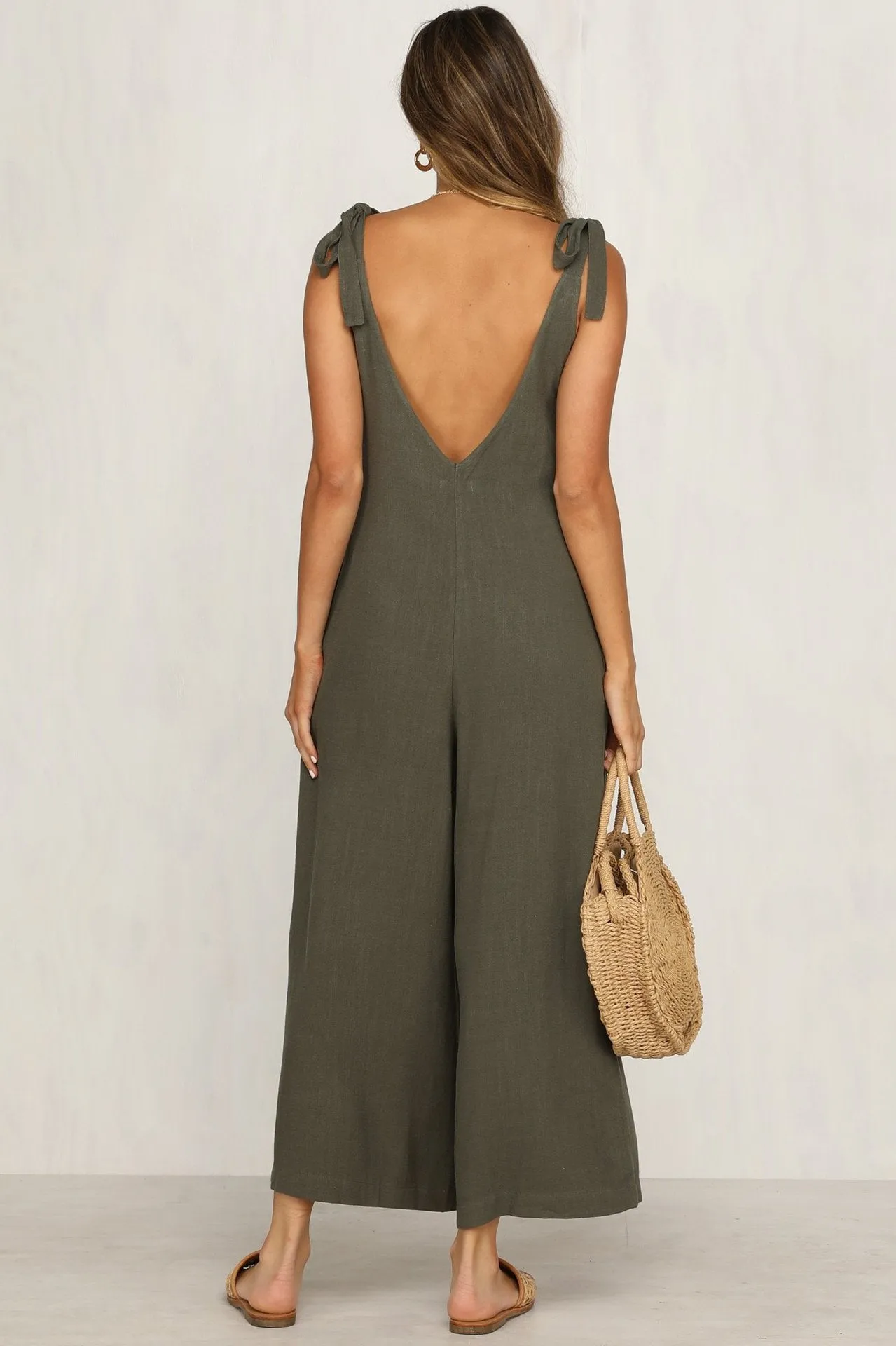 Sex Backless V-Neck Jumpsuit