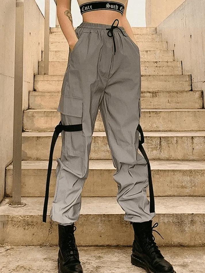 Size Friendly Reflective Parachute Cargo Pants