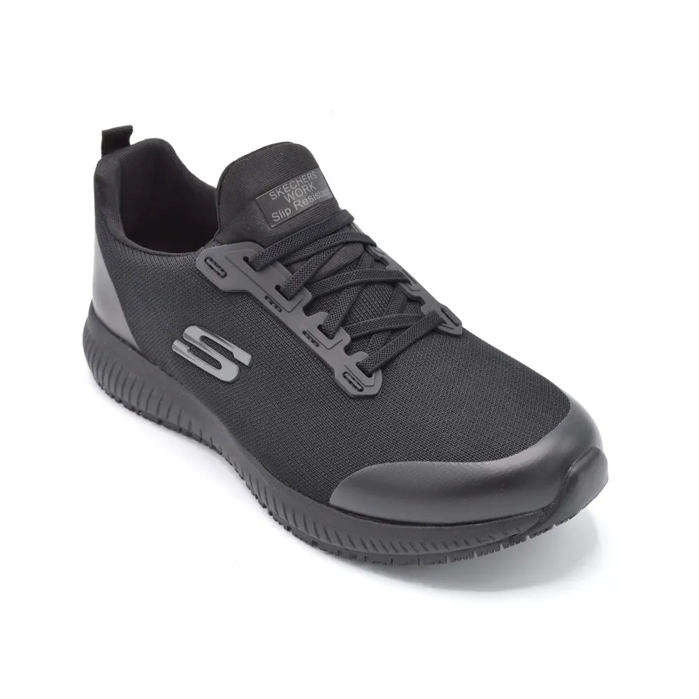 Skechers Squad - Wide Fit Non-Slip Work Trainer - 2E-Fitting - Black