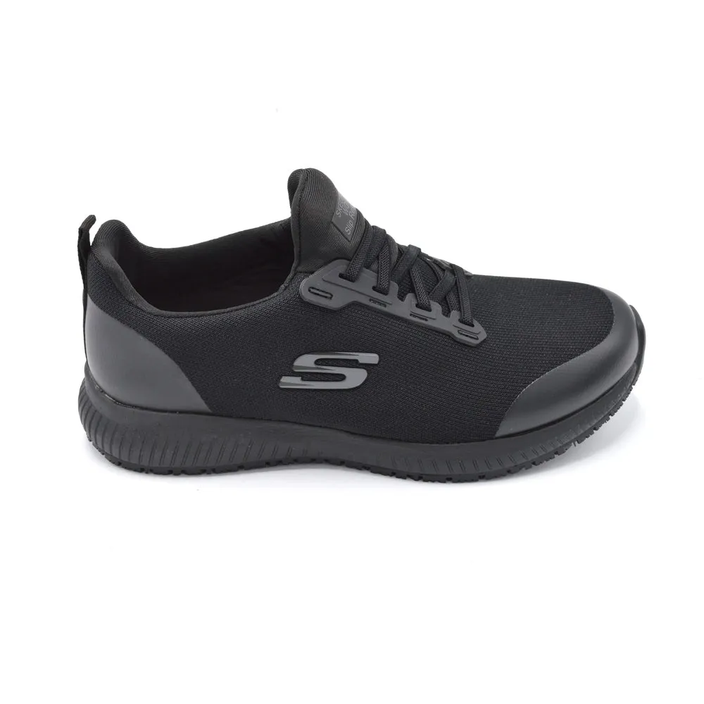 Skechers Squad - Wide Fit Non-Slip Work Trainer - 2E-Fitting - Black