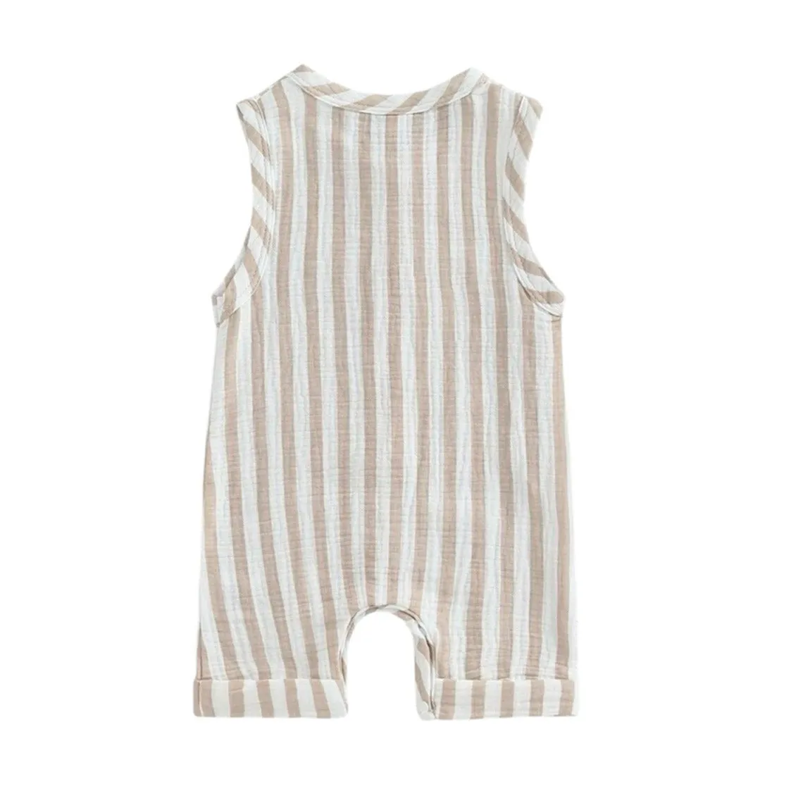 Sleeveless Baby Striped Jumpsuit - Sandy Beige