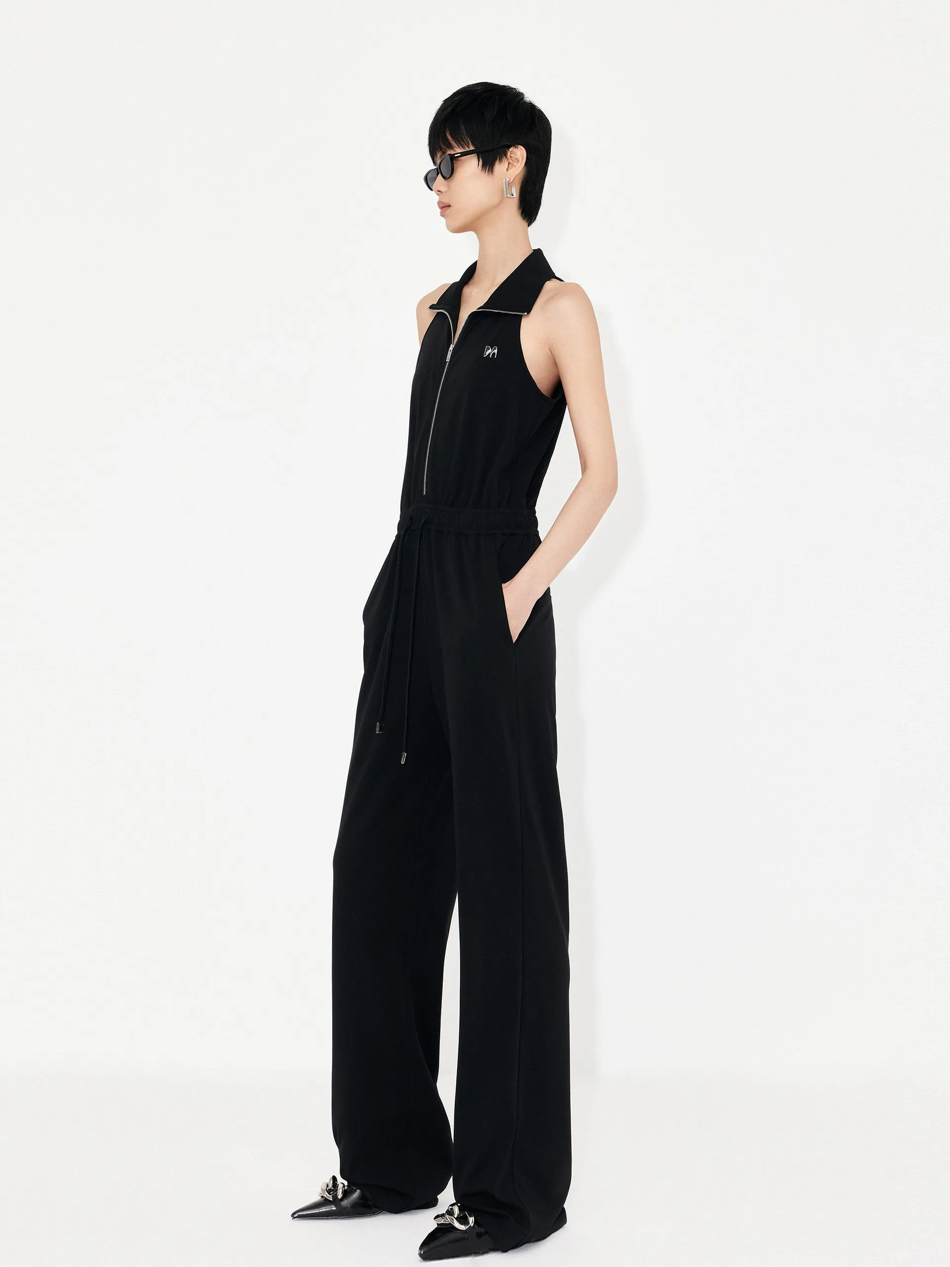 Sleeveless Drawstring Jumpsuit