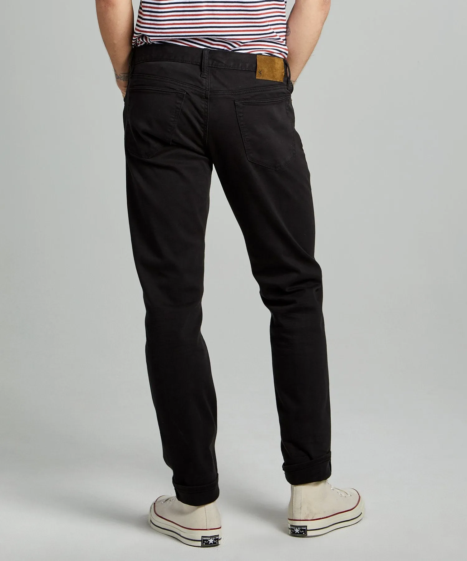 Slim Fit 5-Pocket Garment Dyed Stretch Twill in Faded Black