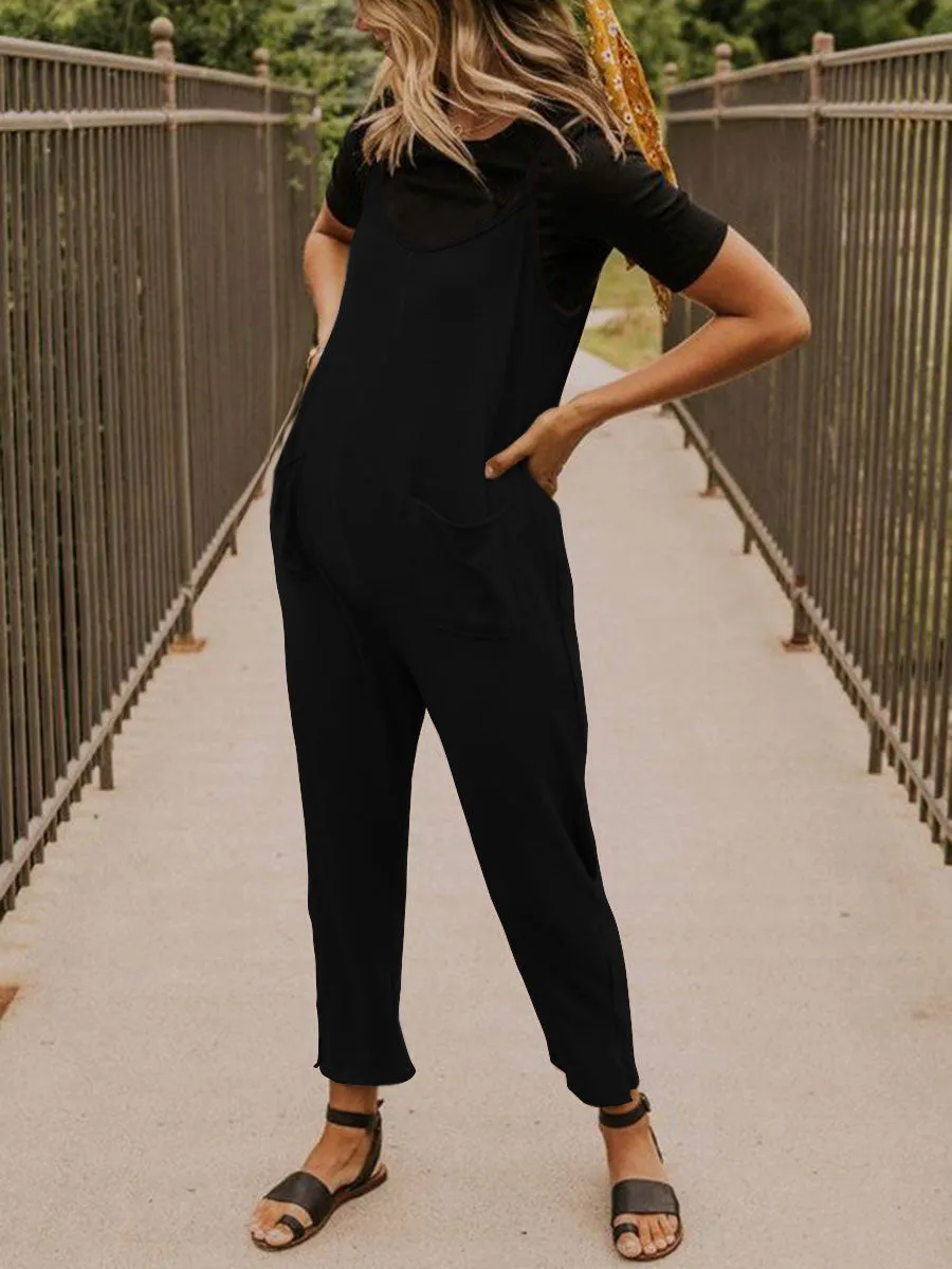 Sling Pocket Loose and Simple Pregnant Maternity Jumpsuit