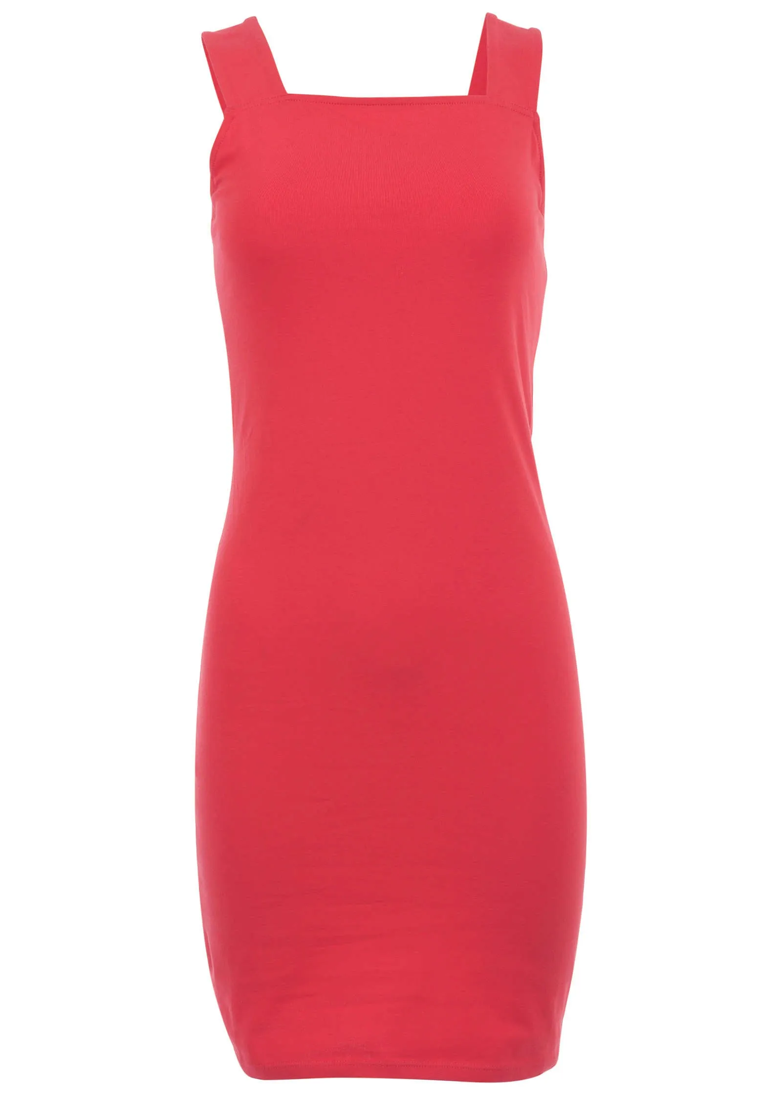 Square Neck Tank Dress - Red