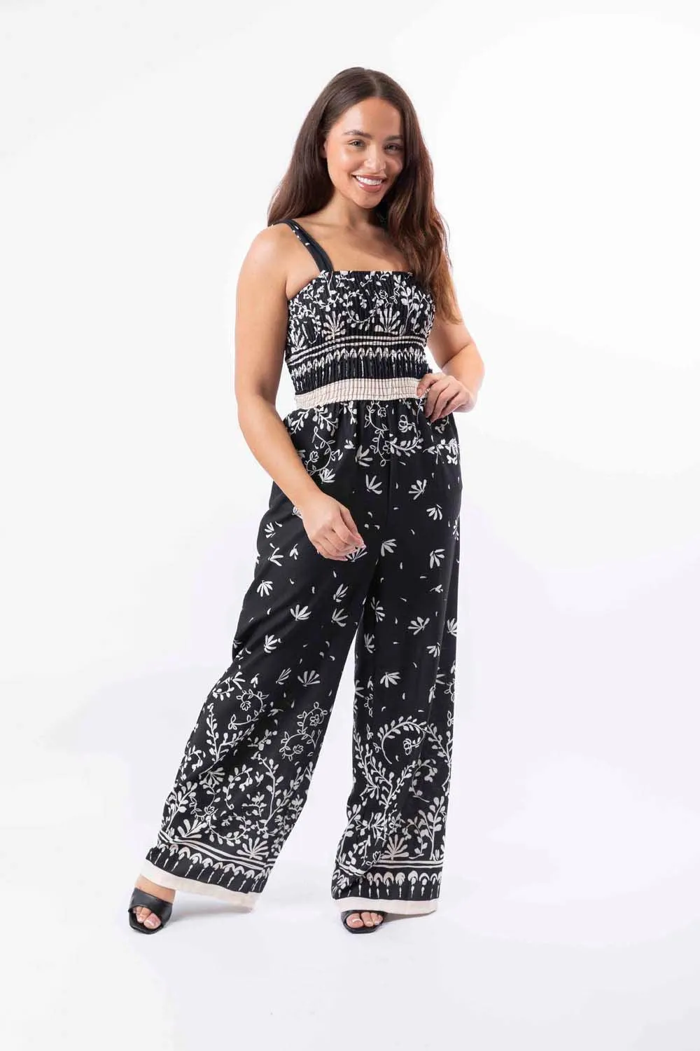 Strappy Wide Leg Printed Elegant Summer Jumpsuit