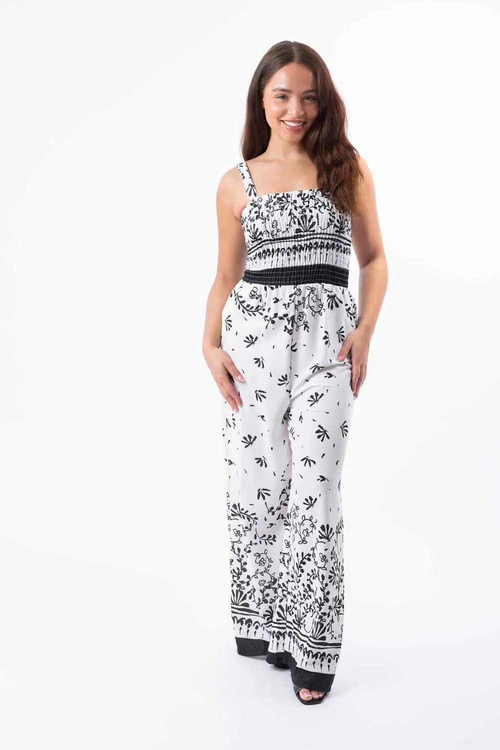 Strappy Wide Leg Printed Elegant Summer Jumpsuit