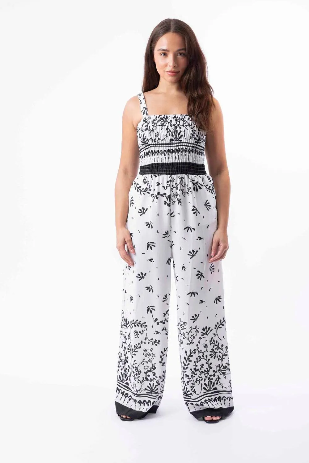 Strappy Wide Leg Printed Elegant Summer Jumpsuit