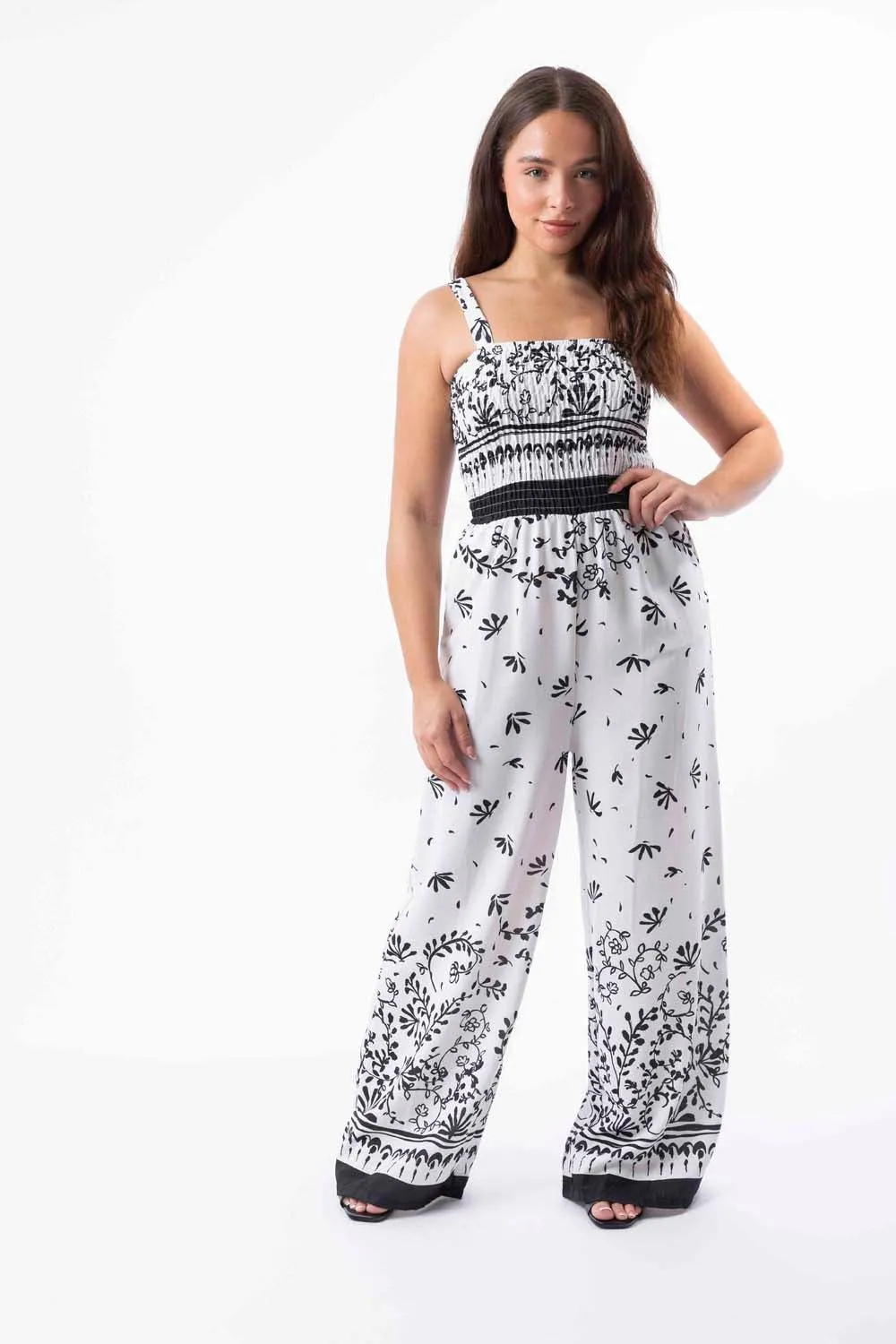 Strappy Wide Leg Printed Elegant Summer Jumpsuit