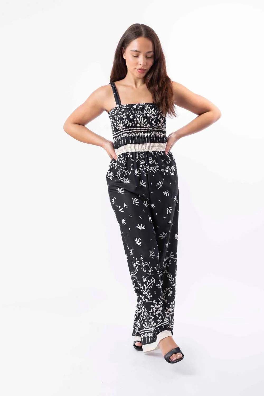 Strappy Wide Leg Printed Elegant Summer Jumpsuit