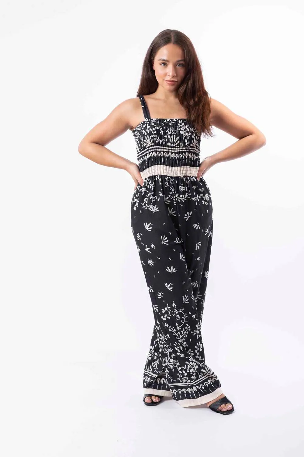 Strappy Wide Leg Printed Elegant Summer Jumpsuit