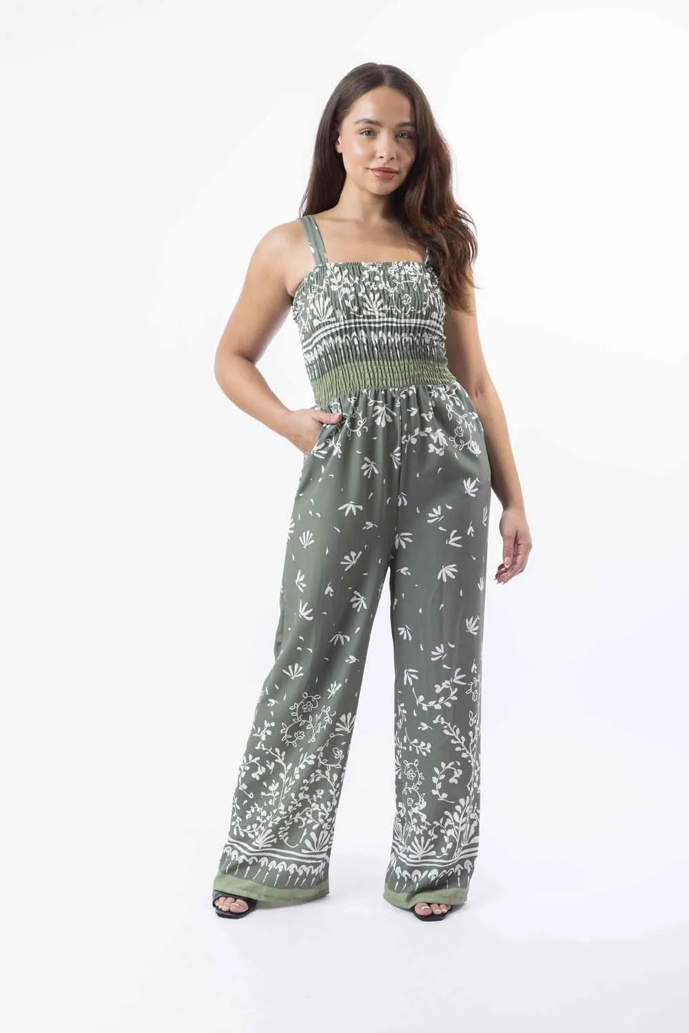 Strappy Wide Leg Printed Elegant Summer Jumpsuit