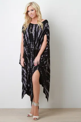 Streak Print Poncho Maxi Dress