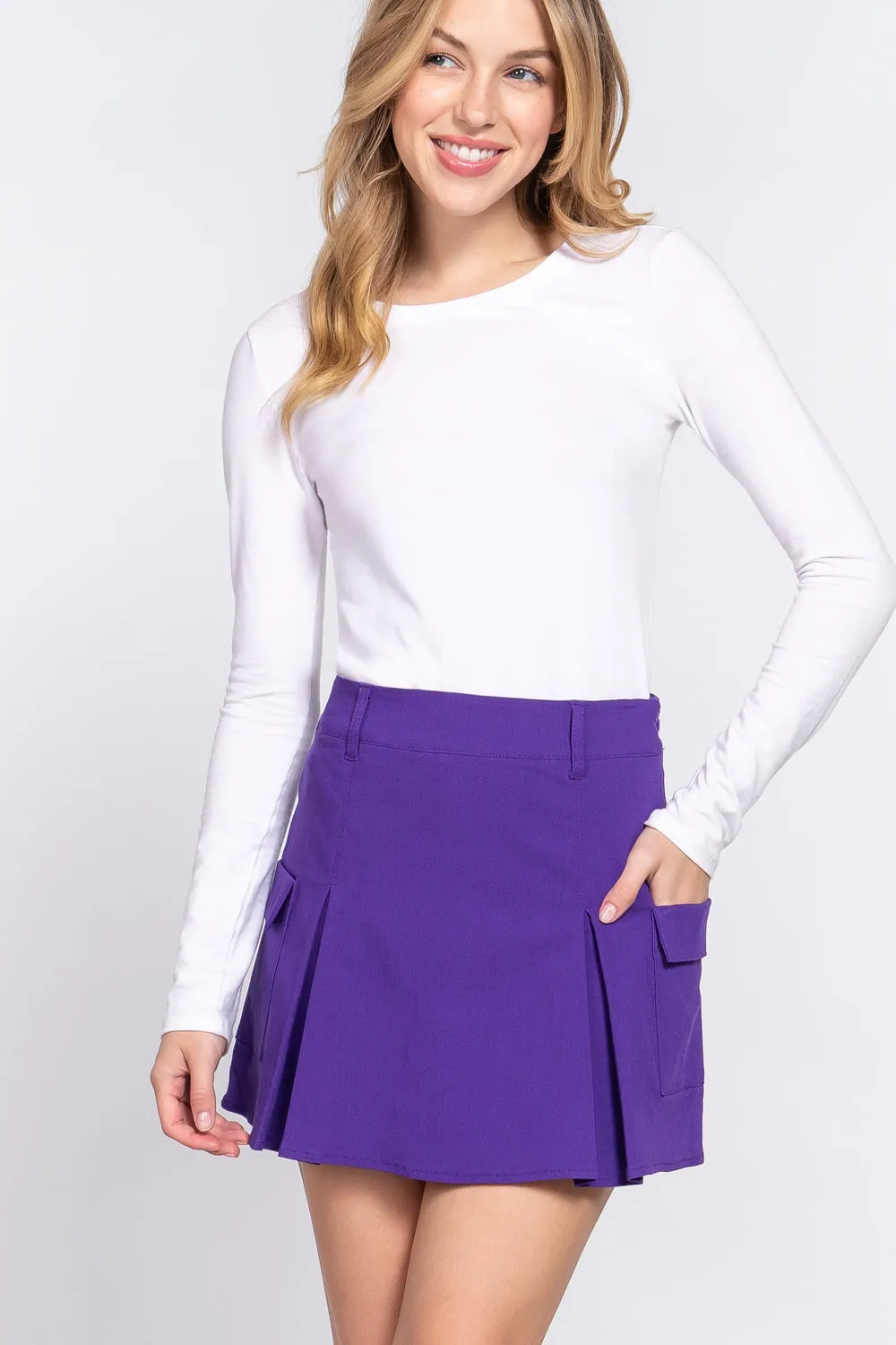 Stretch Cargo Mini Skirt With Underpants - 3 colors