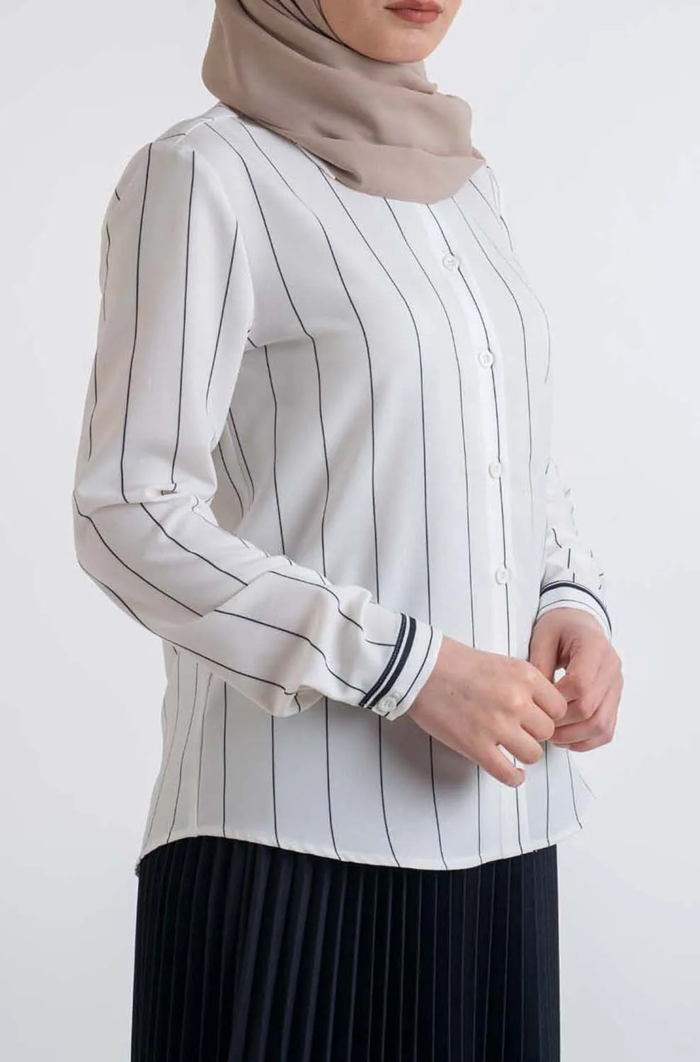 striped shirt-Modesty Fashion