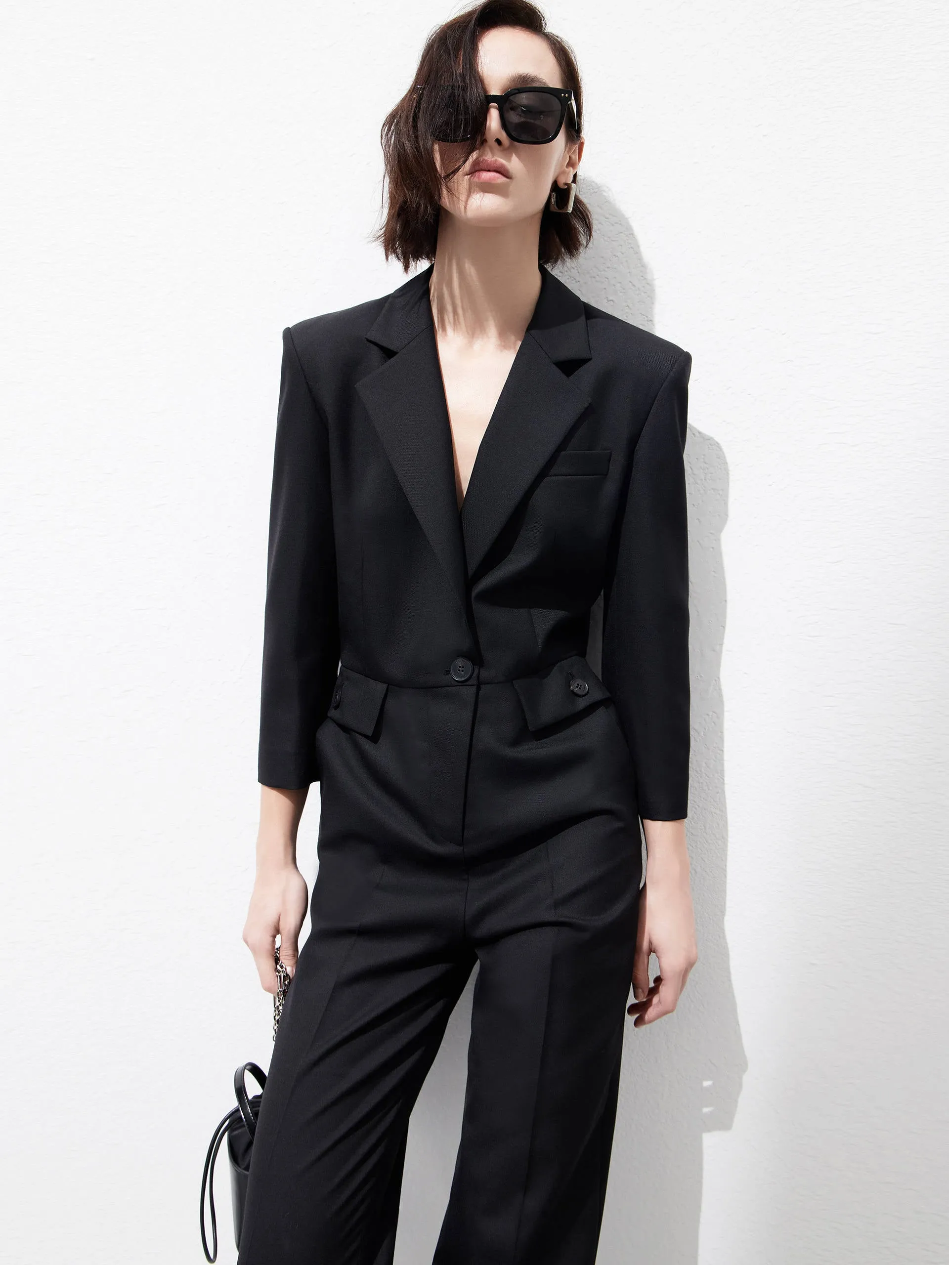 Structured Straight Suit Jumpsuit