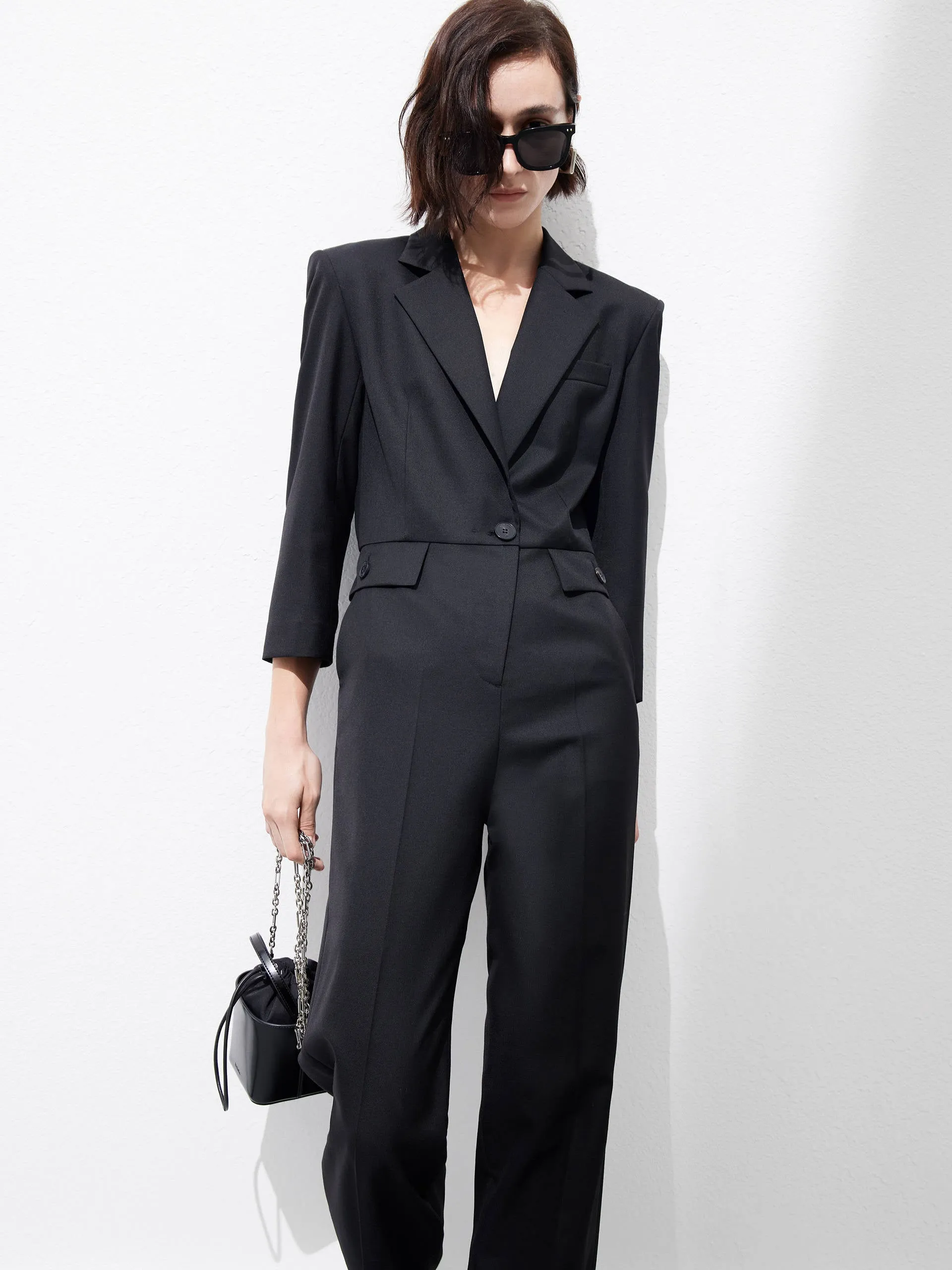 Structured Straight Suit Jumpsuit