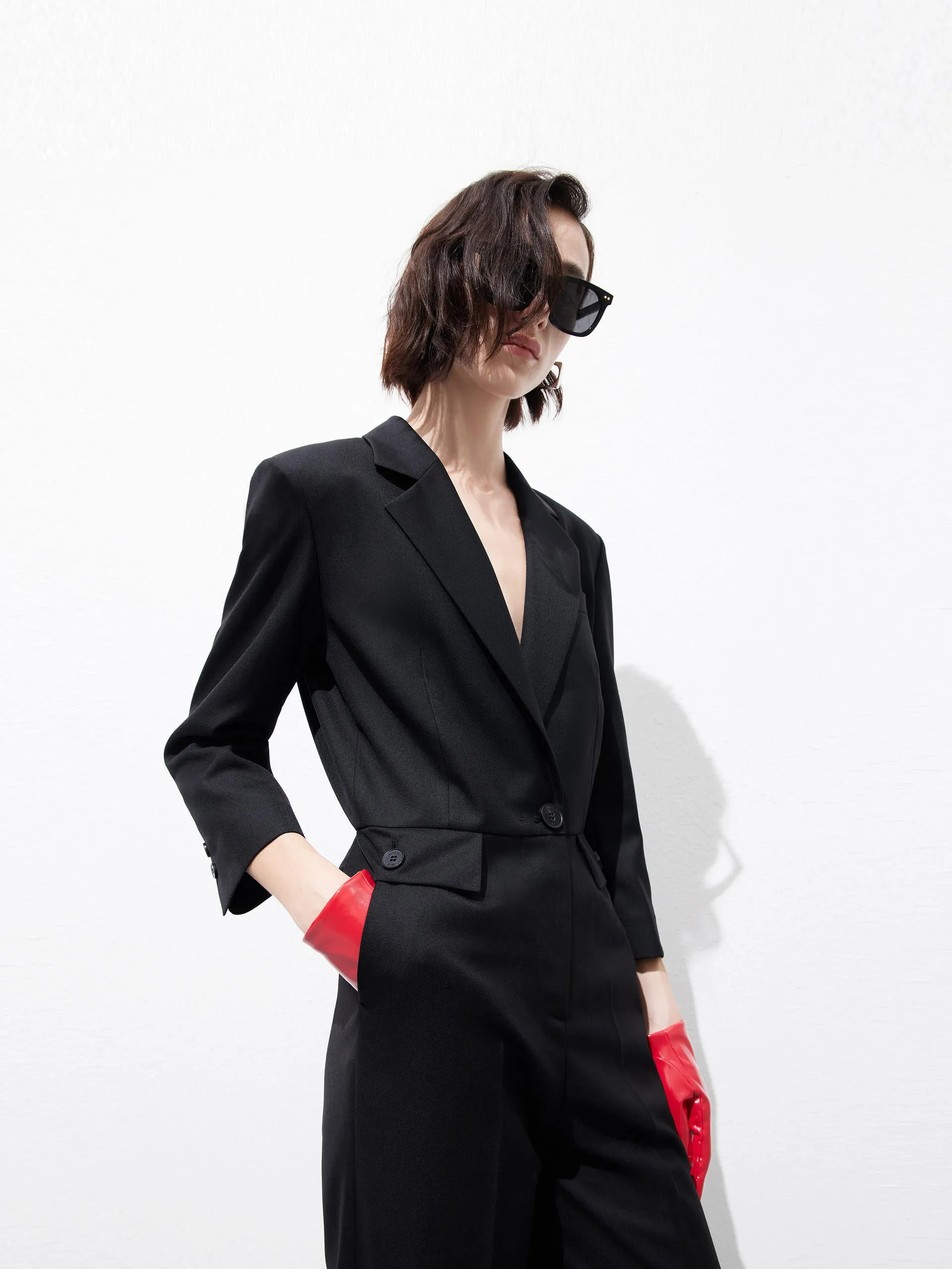 Structured Straight Suit Jumpsuit