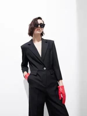 Structured Straight Suit Jumpsuit