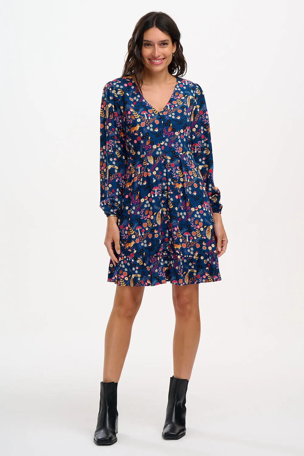 Sugarhill Brighton Navy Midnight Woodland Bibi Mini Tea Dress