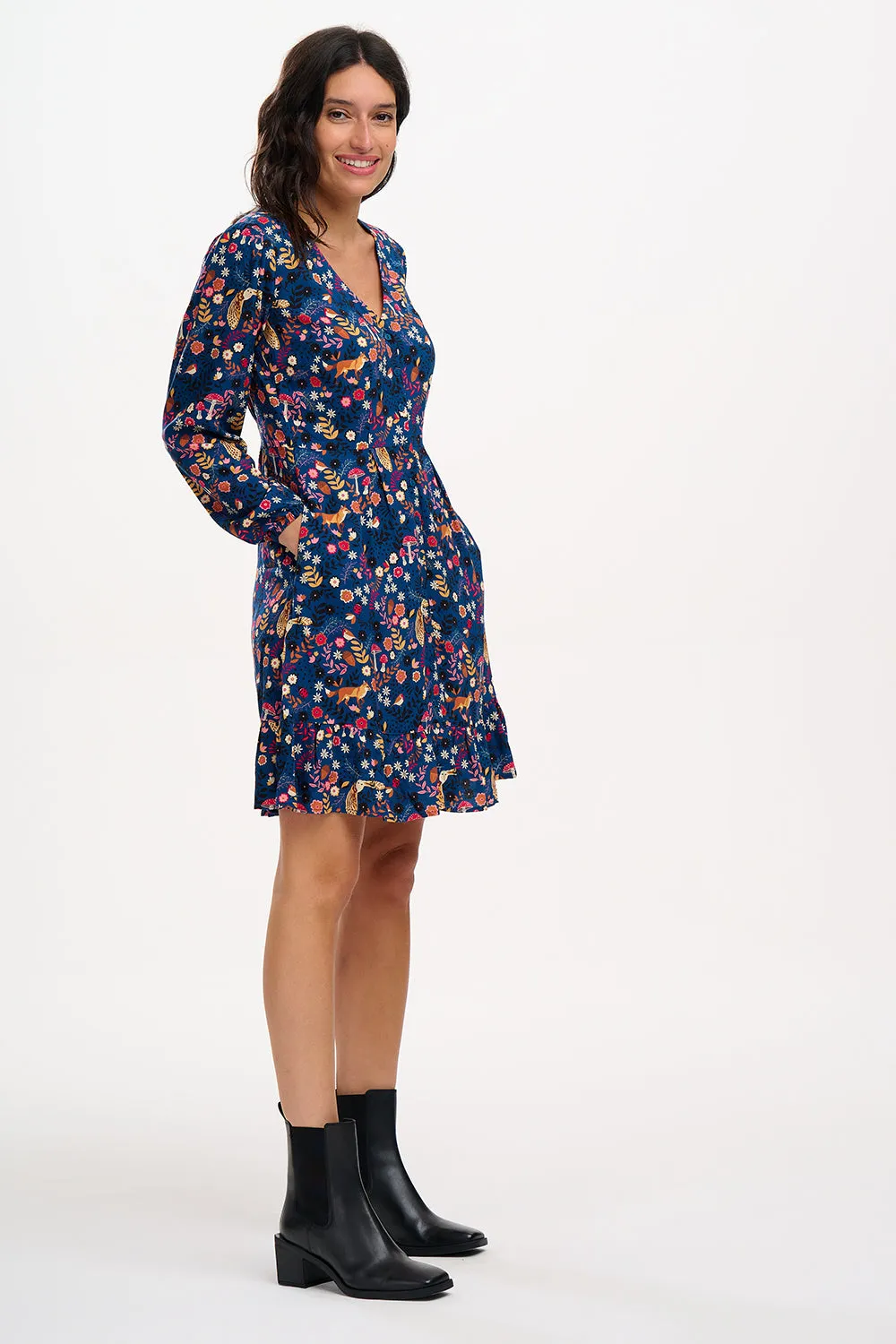 Sugarhill Brighton Navy Midnight Woodland Bibi Mini Tea Dress