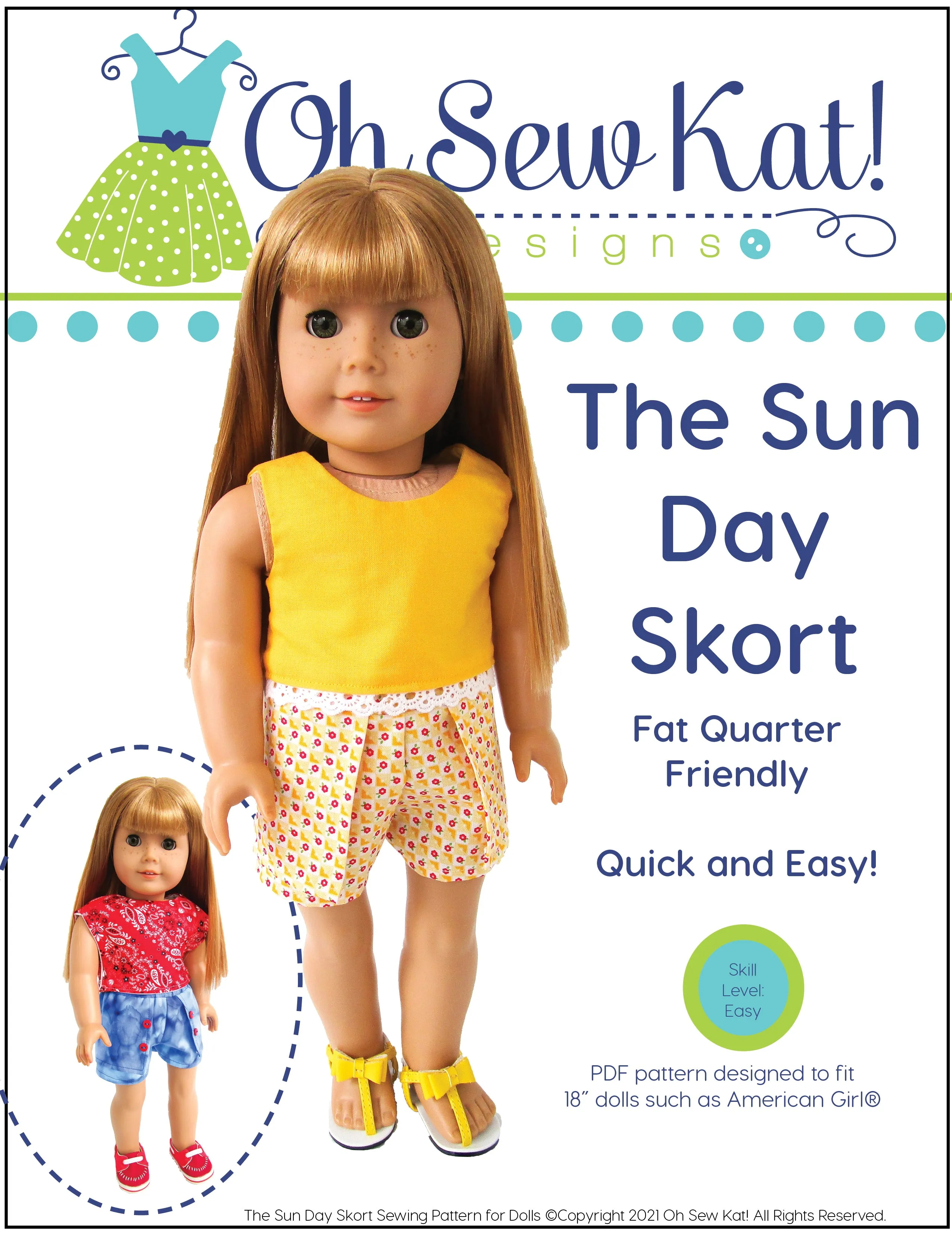 Sun Day Skort 18 Inch Doll Sewing Pattern