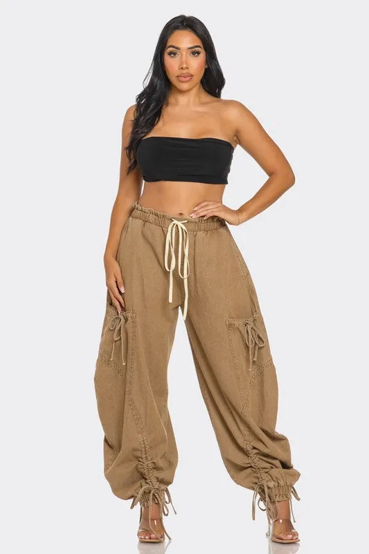 TEEK - Urban Chic Drawstring Denim Cargo Pants