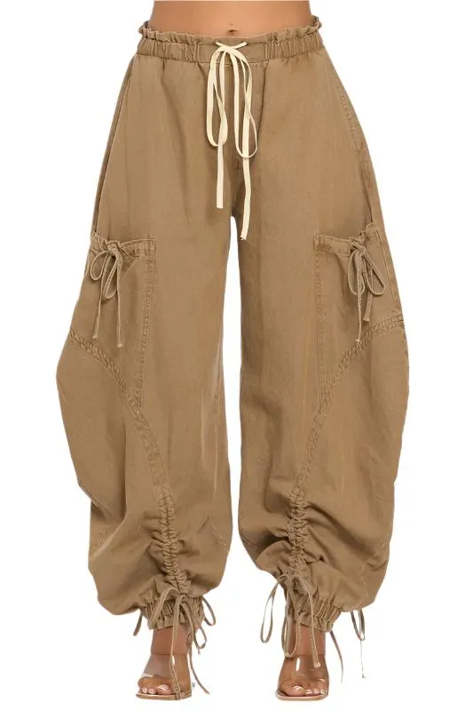 TEEK - Urban Chic Drawstring Denim Cargo Pants