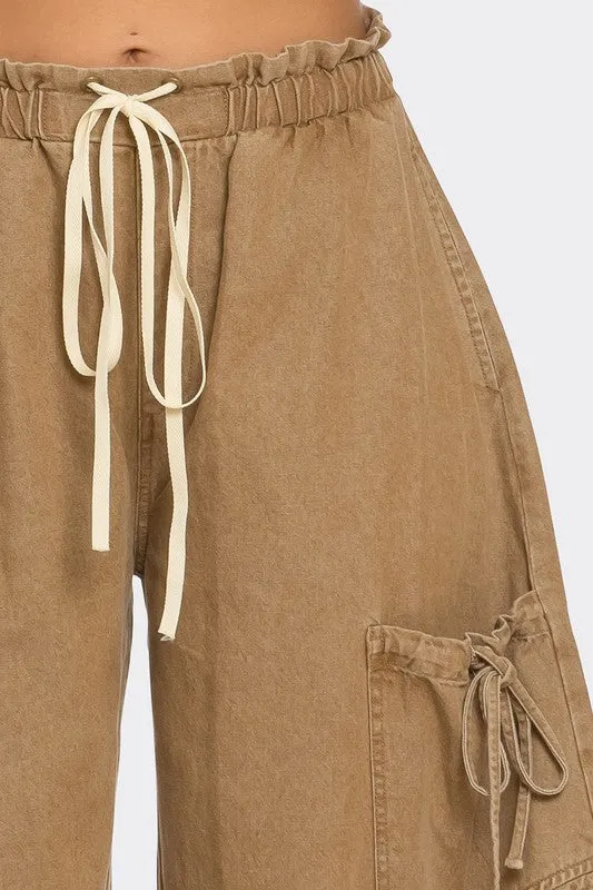 TEEK - Urban Chic Drawstring Denim Cargo Pants