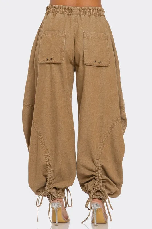 TEEK - Urban Chic Drawstring Denim Cargo Pants